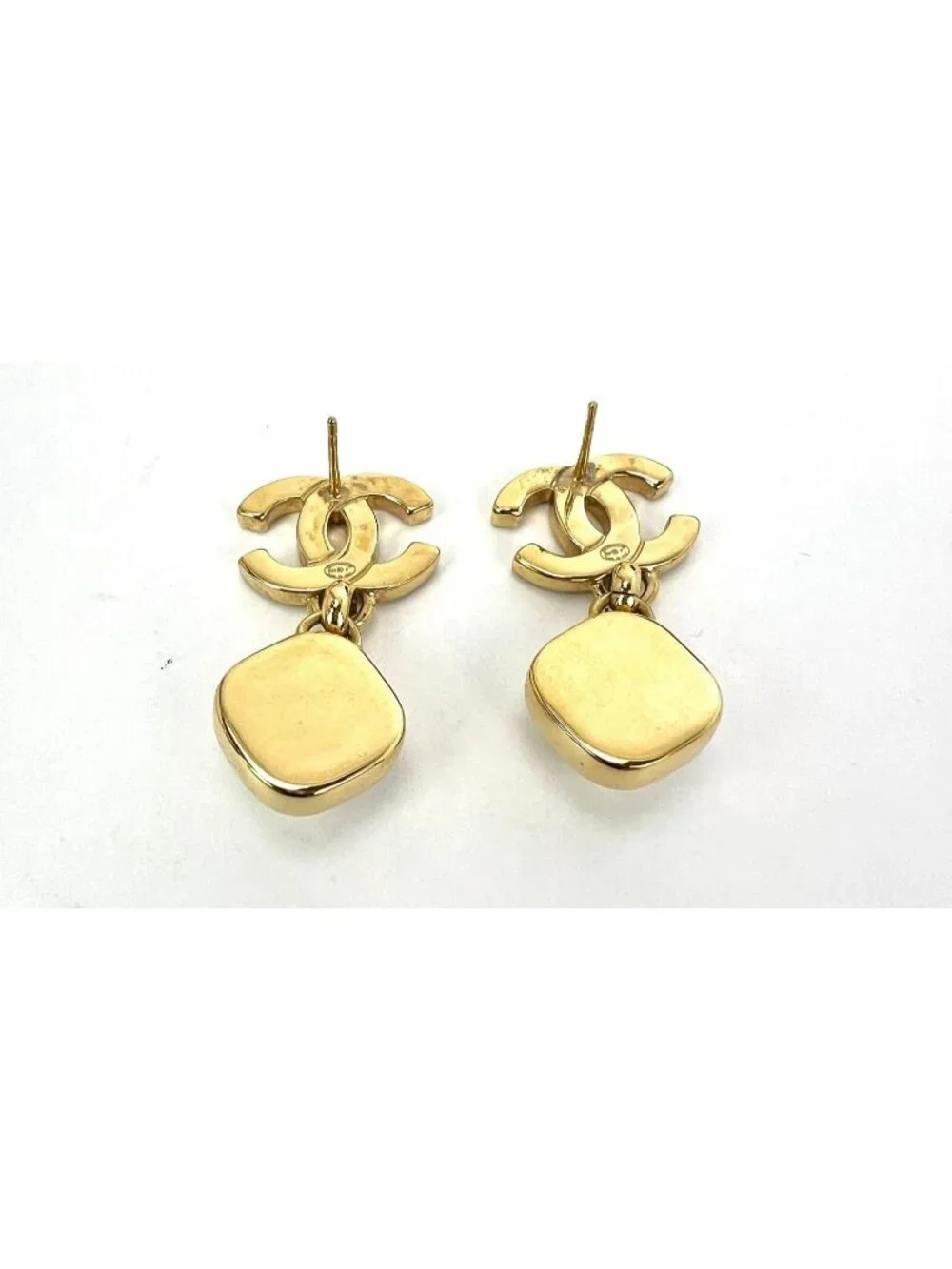 Chanel Gold Crystal CC Pearl Dangle Earrings